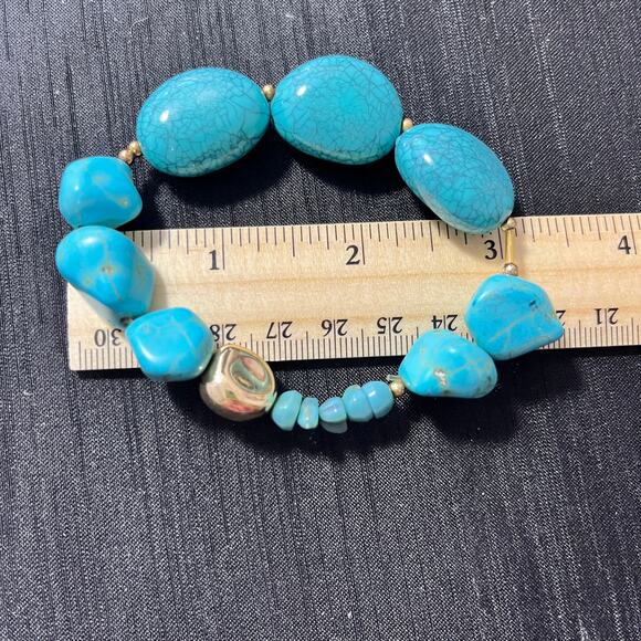 Unbranded 5-strand Statement Necklace & Bracelet Set 16-18" Turquoise Silver - Picture 3 of 3